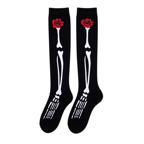 WJOSBXT 2026 Halloween Thigh High Stockings Funny Skeleton Theme Over Knee Stockings Holiday Socks
