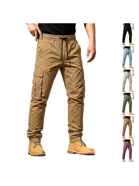 Cargo Pants for Men Tapered Work 2026 Ripstop Water Resistant Cuffed Tactical Pants Lightweight Straight Leg Solid Athletic Carpenter Pants M