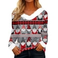 thumbnail image 1 of WJOSBXT Christmas Shirts for Women Faux Fur Trim V Neck Tops Funny Xmas Graphic Tees Fluffy Long Sleeve Holiday Pullover Tee Tops M, 1 of 5