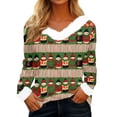 thumbnail image 1 of WJOSBXT Christmas Shirts for Women Faux Fur Trim V Neck Tops Funny Xmas Graphic Tees Fluffy Long Sleeve Holiday Pullover Tee Tops S, 1 of 5