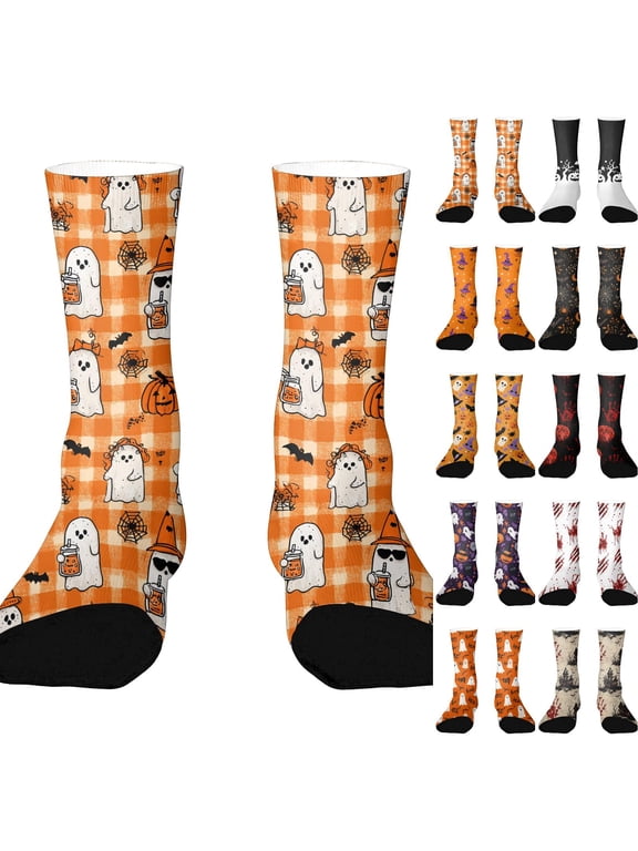 Halloween Compression Socks for Women Men Funny Bat Witch Hat Halloween Graphic Sock 2026 Moisture Wicking Plus Size Socks Unisex