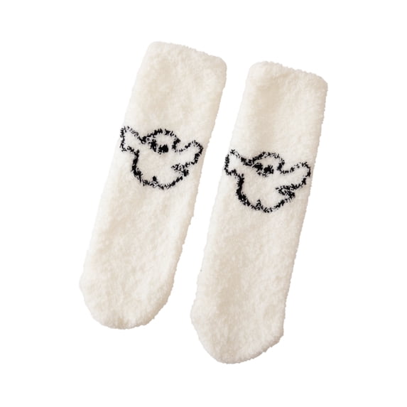 WJOSBXT Halloween Fuzzy Socks Women Funny Fluffy Fleece Sleep Socks 2026 Halloween Graphic Pumpkin Ghost Bat Winter Socks