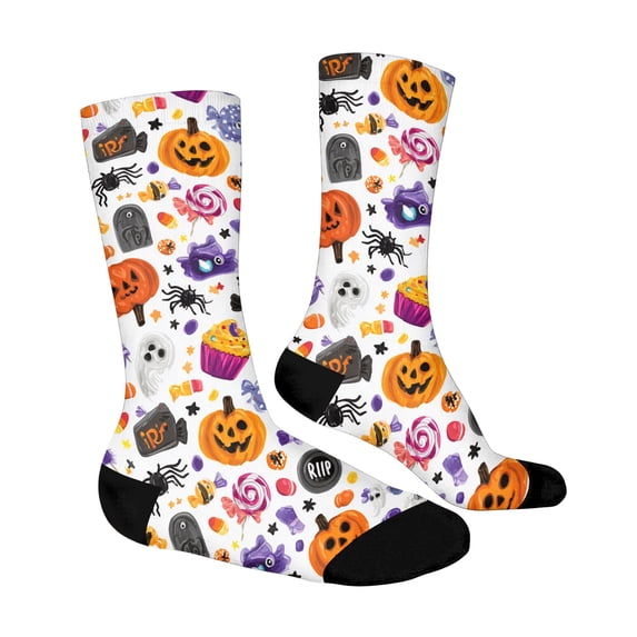 WJOSBXT Halloween Socks Men Women 2026 Bat Witch Hat Halloween Graphic Socks Funny Moisture Wicking Breathable Sock Unisex
