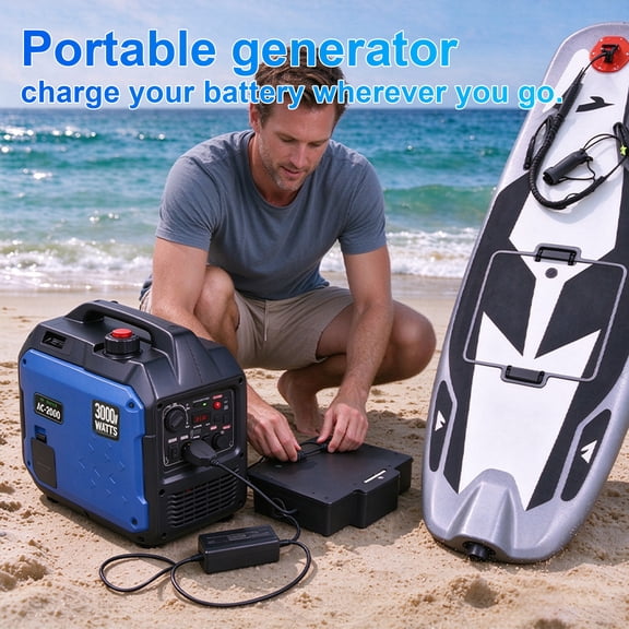 WJSHIPFOR Electric Jet Surfboard with Portable Generator, 12KW Motorized Surfboard, 4.4kWh Removable Battery, Charge Anywhere You Go, 60-120 Min Runtime
