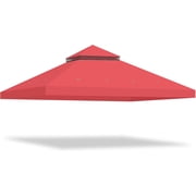 WJSP 10x10 Ft 2-Tier Canopy Top Replacement for Petpvilit Gazebo Outdoor Yard Garden Patio Cover Red