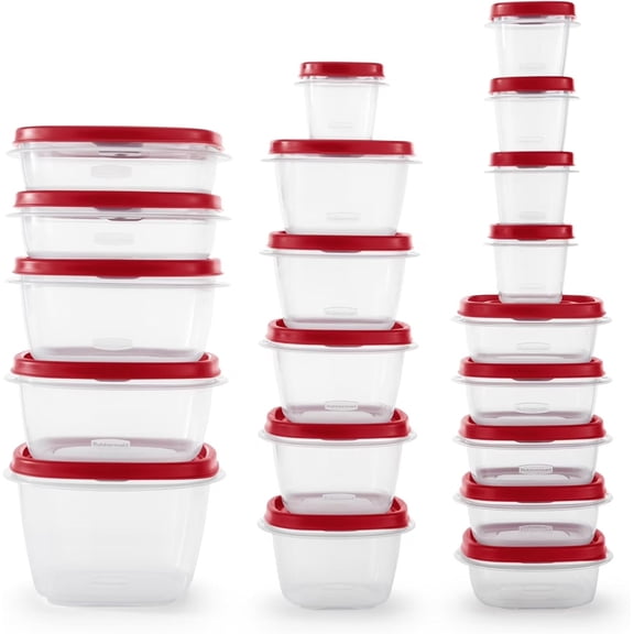 WJSP 42-Piece Food Storage Containers Set Red BPA Free W/Vented Lids Microwave Dishwasher Freezer Safe