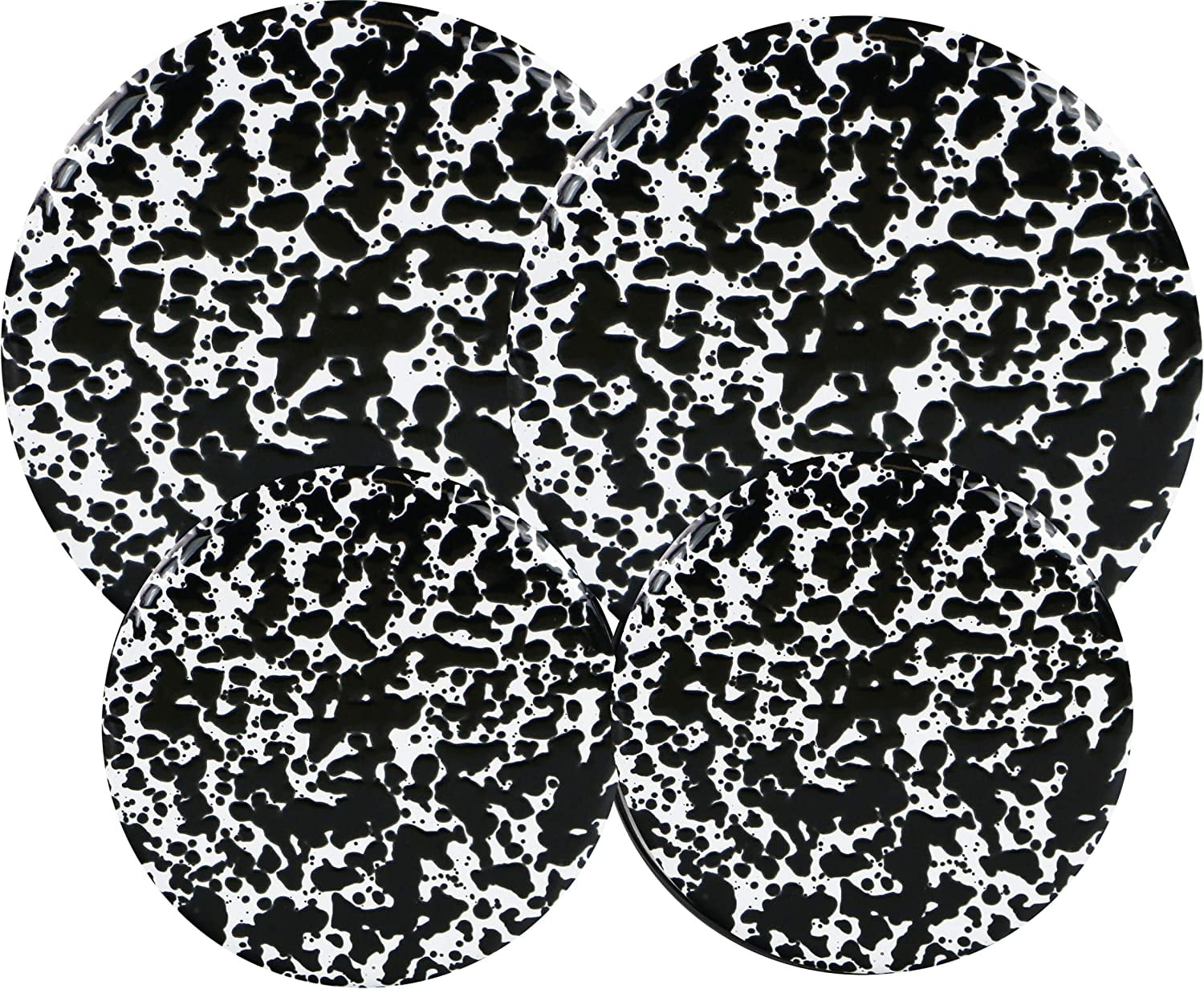 WJSP 4pc Burner Cover Set Black Marble 10in Enamel on Steel for Electric Stove Countertop Protection