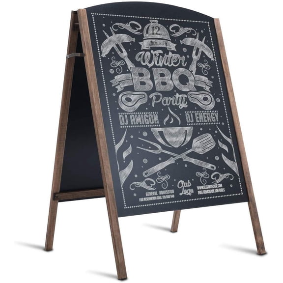 WJSP Black 40x26 Inch A-Frame Chalkboard Sign Double Sided Wooden Freestanding Sandwich Board for Restaurant Wedding Business Events