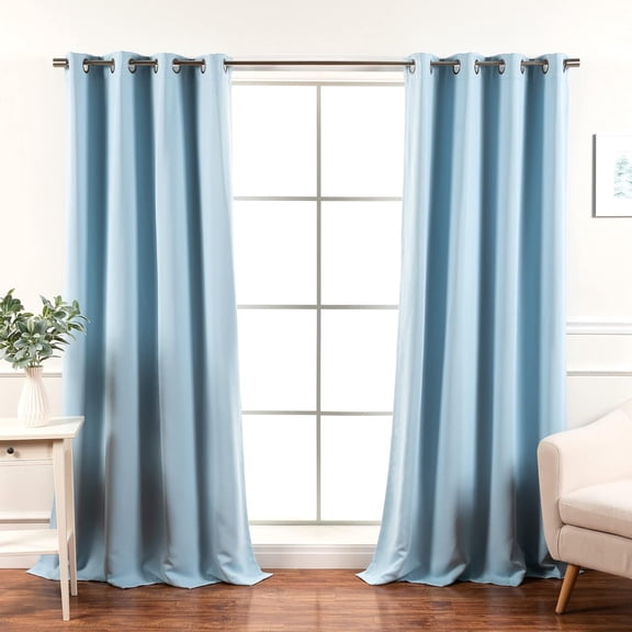 WJSP Blackout Curtain 2 Panels Sky Blue 52"X96" Thermal Insulated Grommet Top For Bedroom Home Office
