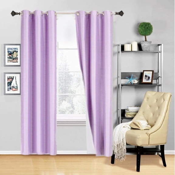 Wjsp Blackout Curtain Lavender Lilac 35"x84" Faux Silk Polyester 2 Panels Room Darkening Thermal Insulated Grommet for Living Room Bedroom