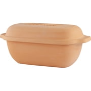 WJSP Clay Roaster Terracotta 2 Quarts 6.37x11.75x5.25in Non Stick Bread Pan w Lid for Healthy Cooking