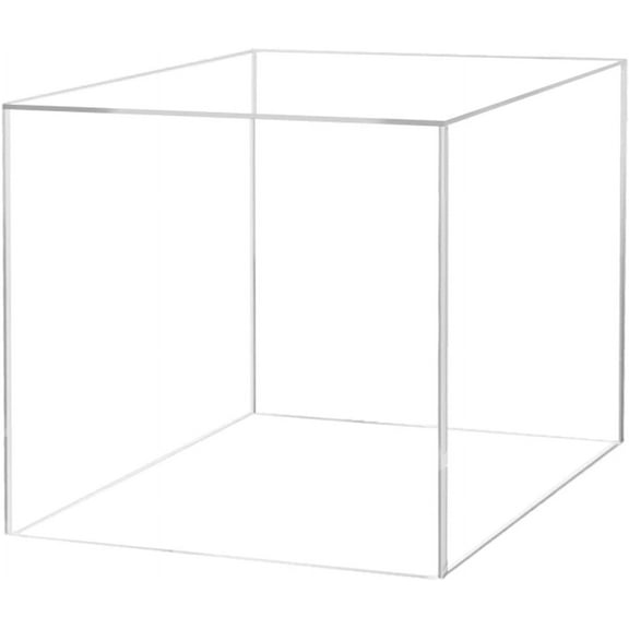 WJSP Clear Acrylic Display Box 12"X12"X12" Square Plexiglass Storage Bin Riser For Retail Collectibles