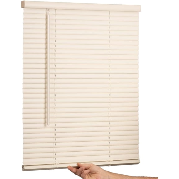 WJSP Cordless Mini Blind Alabaster 43x72in 1in Vinyl Slats Light Filtering for Home Office Door Window Blinds Use