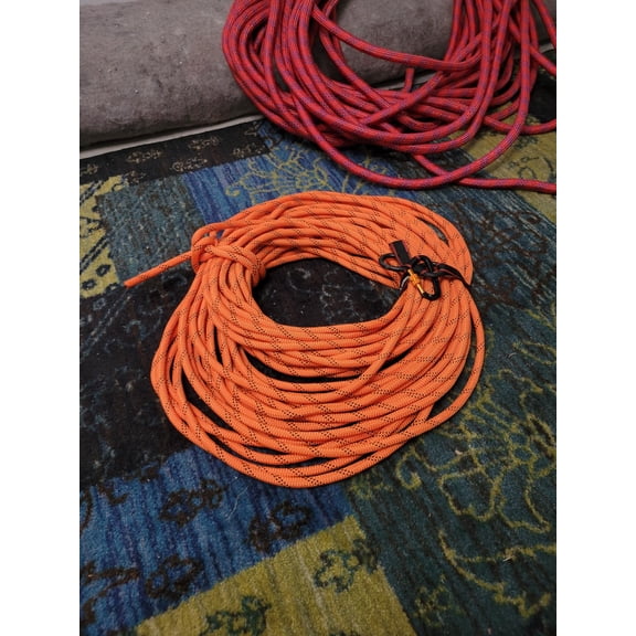 WJSP Double Braided Polyester Rope 1/2 In 120 Ft 48 Strands 8000 LBS Breaking Strength Orange Black For Outdoor Climbing Arborist Rigging Rock Hiking Camping Rescue