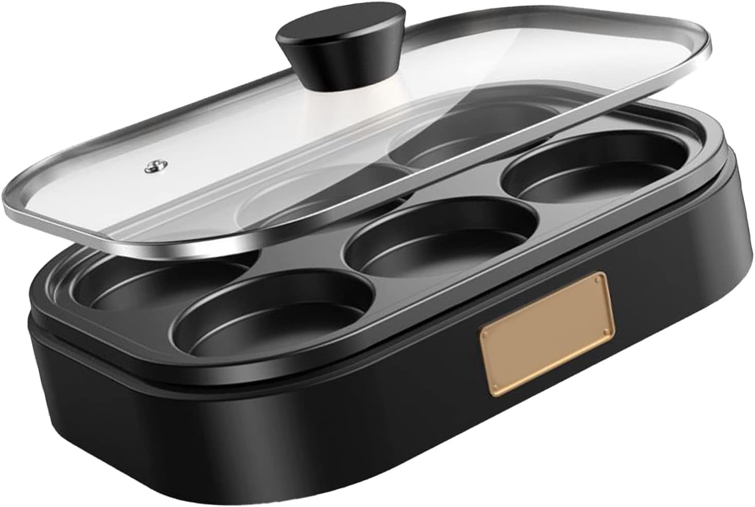 WJSP Electric Egg Cooker 6 cup Black Non Stick Frying Pan for Breakfast Lunch Dinner