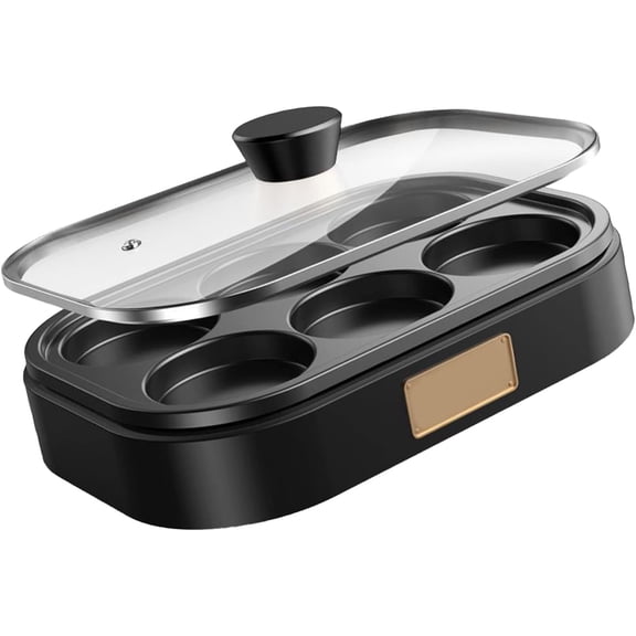 WJSP Electric Egg Cooker 6 cup Black Non Stick Frying Pan for Breakfast Lunch Dinner