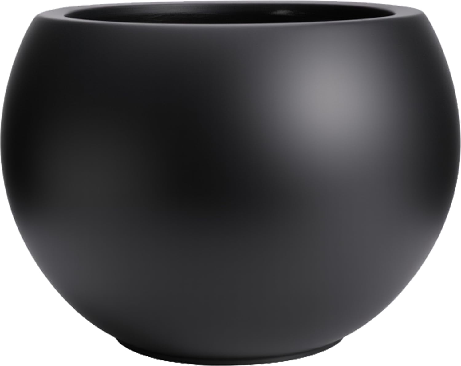 Wjsp Fiberstone Planter 10"H x 14" Dia Black Round with Drainage Hole Heavy Duty for Indoor Outdoor Large Plant