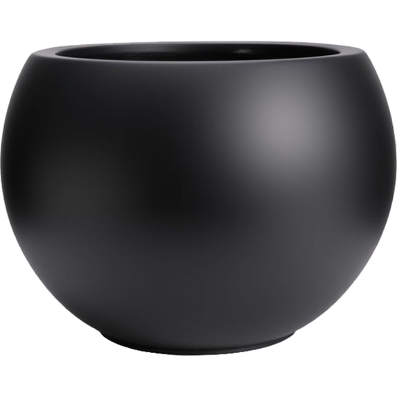 Wjsp Fiberstone Planter 10"H x 14" Dia Black Round with Drainage Hole Heavy Duty for Indoor Outdoor Large Plant