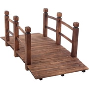 WJSP Garden Wooden Bridge Arch Carbonized 5 Ft 59X27X21 Inch 450 Lbs For Backyard Pond Creek Farm