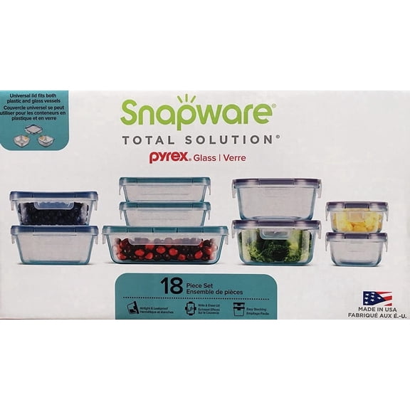 Wjsp Glass Food Storage Set 18 Piece Blue Purple Pyrex Airtight Leakproof for Kitchen
