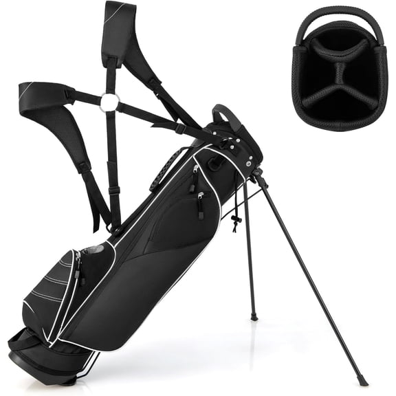 WJSP Golf Stand Bag, Lightweight with 4-Way Dividers and 4 Zipper Pockets, Easy Carry Adjustable Shoulder Strap, Extra Storage