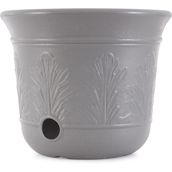 Wjsp Hose Pot 5 Gallon Gray Resin 14.5x14.5x12 in for Garden Hose Storage