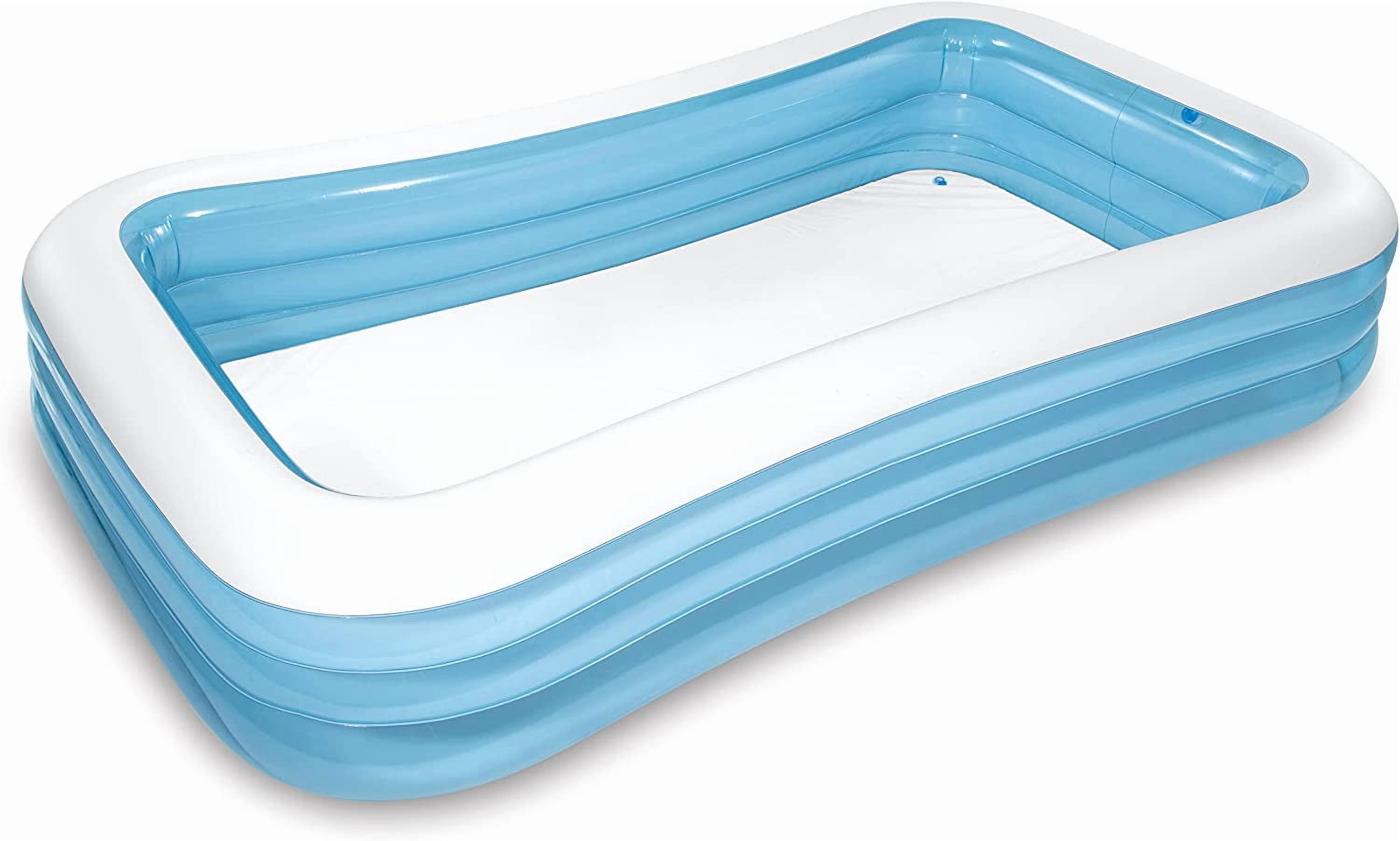 Wjsp Inflatable Family Pool Above Ground 120x72x22 in Blue for Backyard Summer Fun