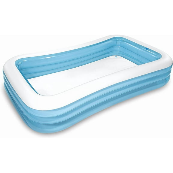 Wjsp Inflatable Family Pool Above Ground 120x72x22 in Blue for Backyard Summer Fun