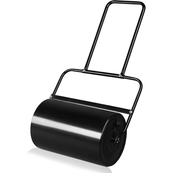 WJSP Lawn Roller Black 10 Gal Capacity Water/Sand Filled Garden Drum with U Handle for Planting Seeding