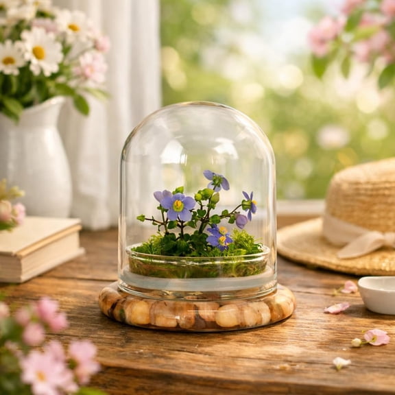 WJSP Live Flower Terrarium Persian Violet Green for Home Decor Gift