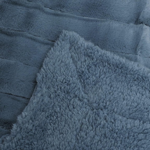 WJSP Mink Faux Fur Throw Blue Mirage 50"x60" Fluffy Sherpa Backing for Couch Living Room Bedroom