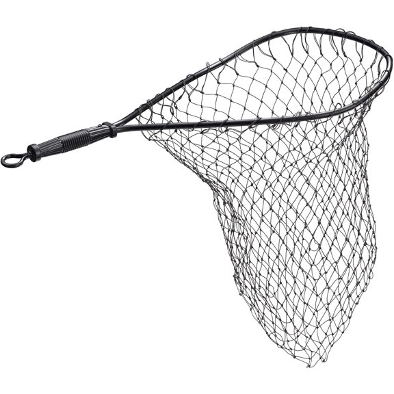 WJSP Natural 13.5 by 17 Inch Aluminum Trout Fishing Net Woven Polyester Drop Shape 8 Inch Fixed Handle Lightweight Catch Release Boat Kayak Stream