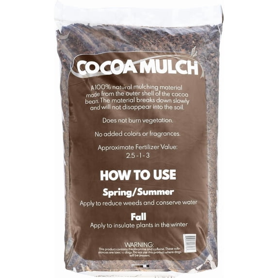 Wjsp Natural Cocoa Bean Shell Mulch Brown 2 Cu ft for Gardens Flower ...