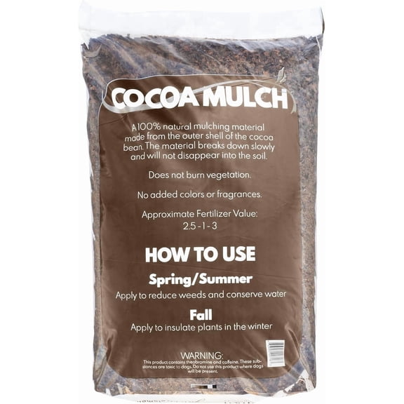 Wjsp Natural Cocoa Bean Shell Mulch Brown 2 Cu ft for Gardens Flower Beds Potted Plants