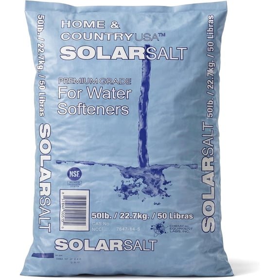 WJSP Natural Solar Salt White 50 lbs Granules for Water Softener Unscented