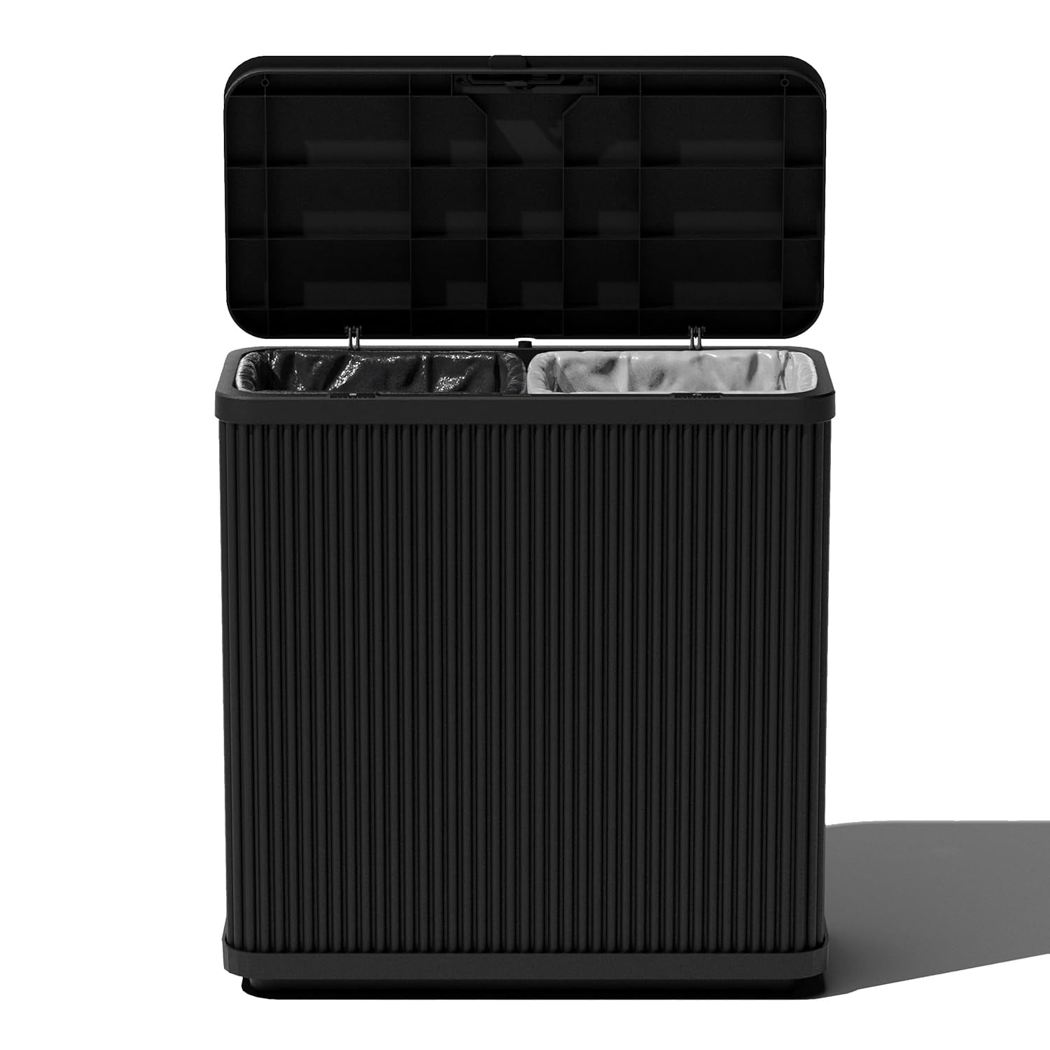 WJSP Outdoor Trash Can Black 25L x 11.75W x 26.5H for Patio Pool BBQ Parties Dual Bag System 30 Gal