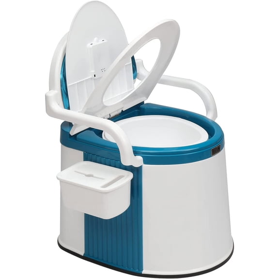 WJSP Portable Toilet Blue White 20.6X16.7X26.1 Inch With 5 Gal Bucket For Camping RV Travel