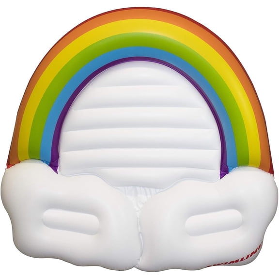 WJSP Rainbow Island Inflatable Pool Float White 68"x64"x16" UV-Resistant Vinyl Lounger Raft For Adults