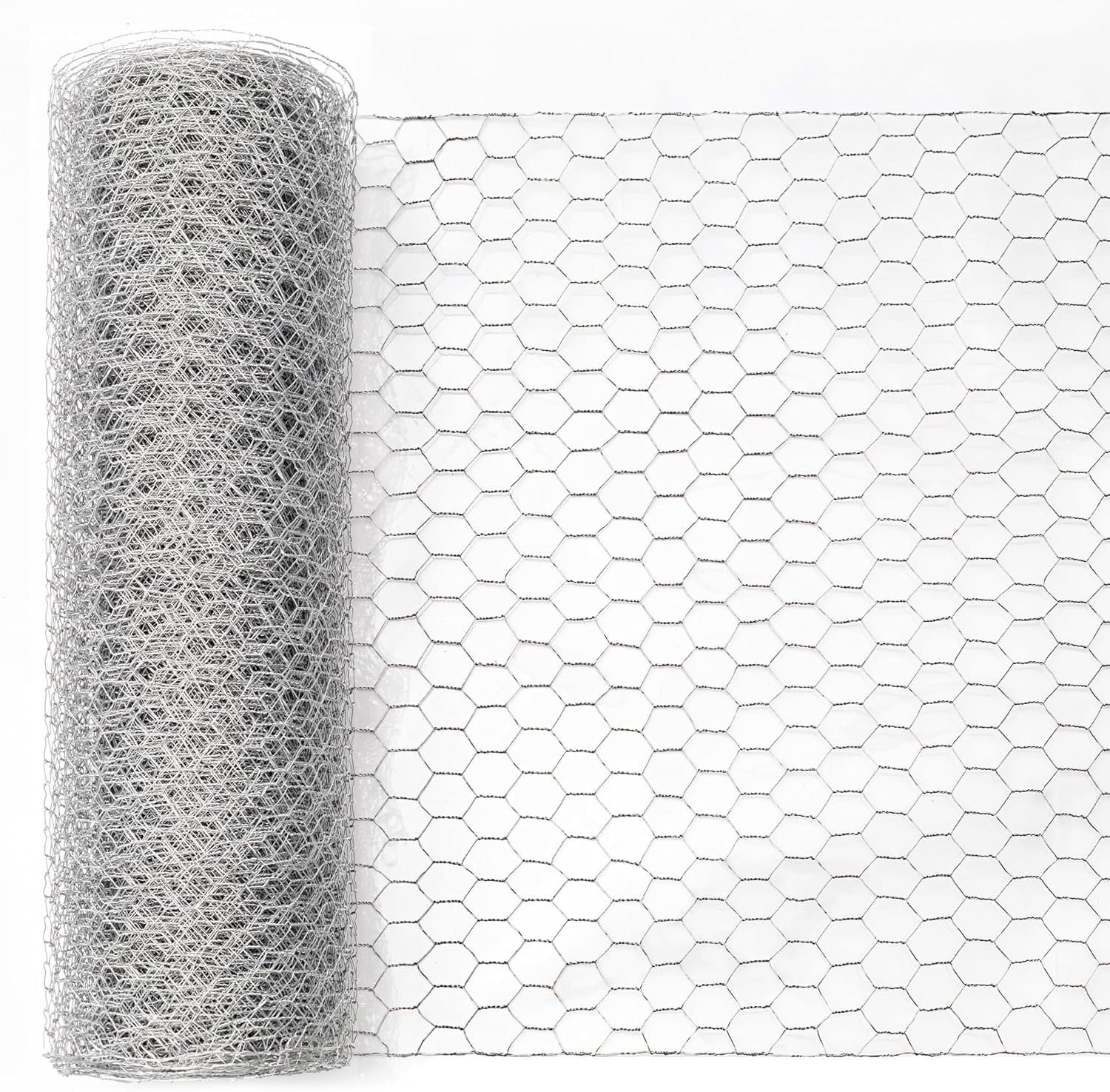 WJSP Silver Chicken Wire 18inx100ft Hexagonal Galvanized Metal Garden Netting Anti Rust for Floral Crafts Plant Protector Pet Fencing Use