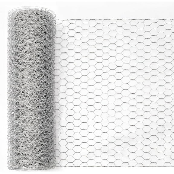 WJSP Silver Chicken Wire 18inx100ft Hexagonal Galvanized Metal Garden Netting Anti Rust for Floral Crafts Plant Protector Pet Fencing Use