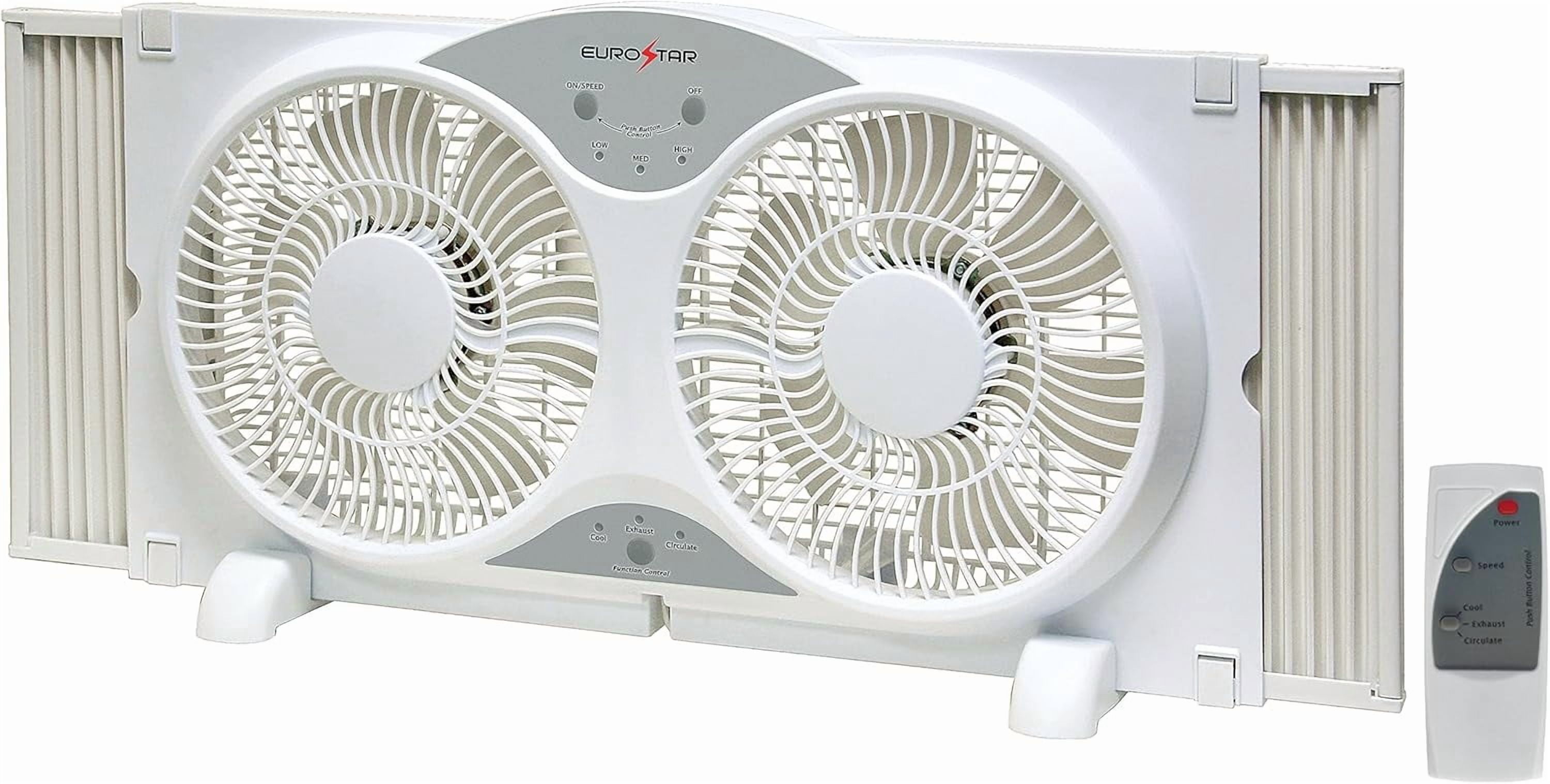 WJSP Twin Window Fan White 37 inch Expandable Dual 9 inch Blades for ...