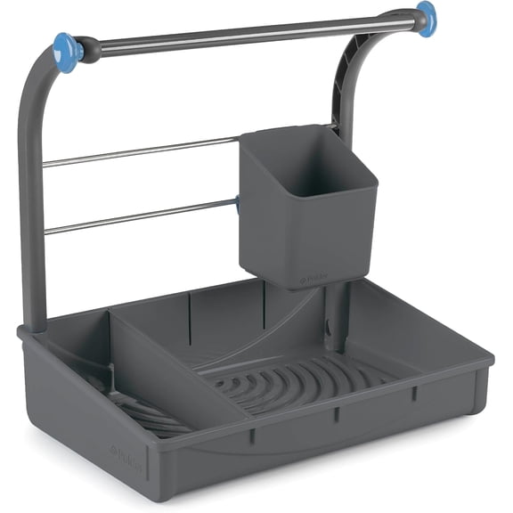 WJSP Under Sink Storage Caddy Gray 16.75"x10.5"x16.5" Adjustable Plastic Organizer for Kitchen Bathroom