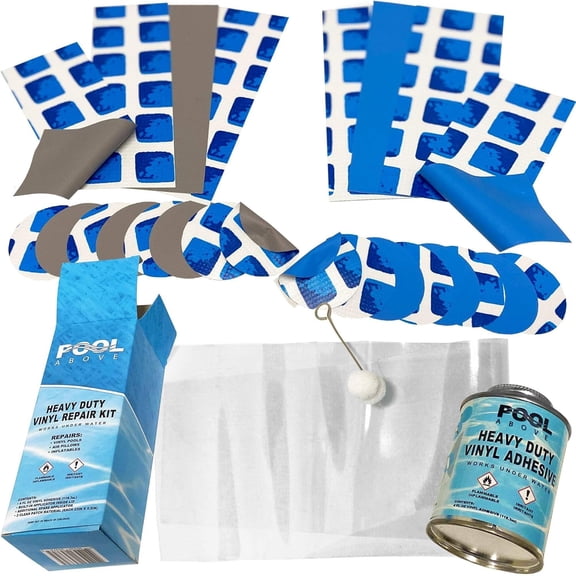 WJSP Vinyl Repair Patch Kit 4 Oz Glue Works Under Water 24 Pool Liner Patches For Above Ground Pools