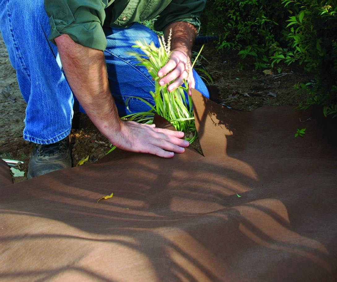 WJSP Weed Barrier Fabric Brown 3x50ft 3oz Pro Landscape Fabric for Gardening Weed Control Moisture Retention