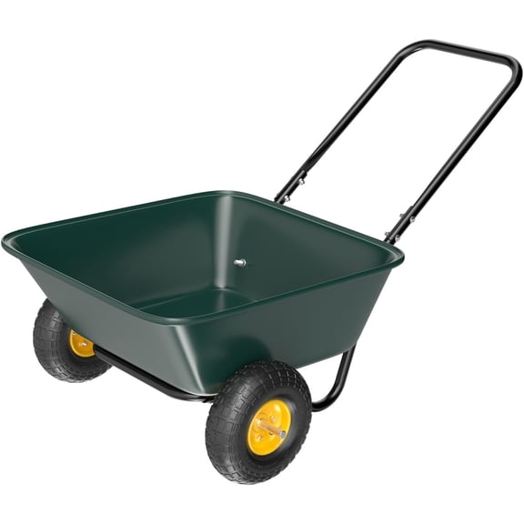 WJSP Wheelbarrow Green 27.2X8.3X24.4 Inch 330 Lbs Capacity 2 Wheel Garden Cart For Lawn Soil