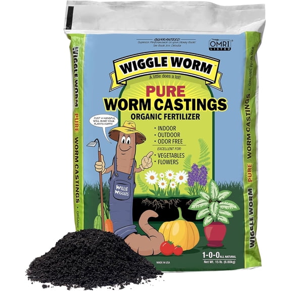 WJSP Worm Castings 15 lb for Houseplants Vegetables
