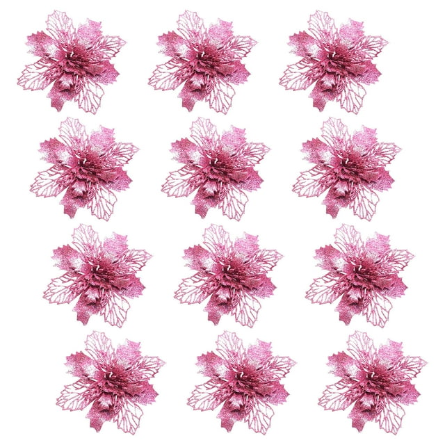 WJSXC 12PC Poinsettia Artificial Christmas Decoration Flowers with