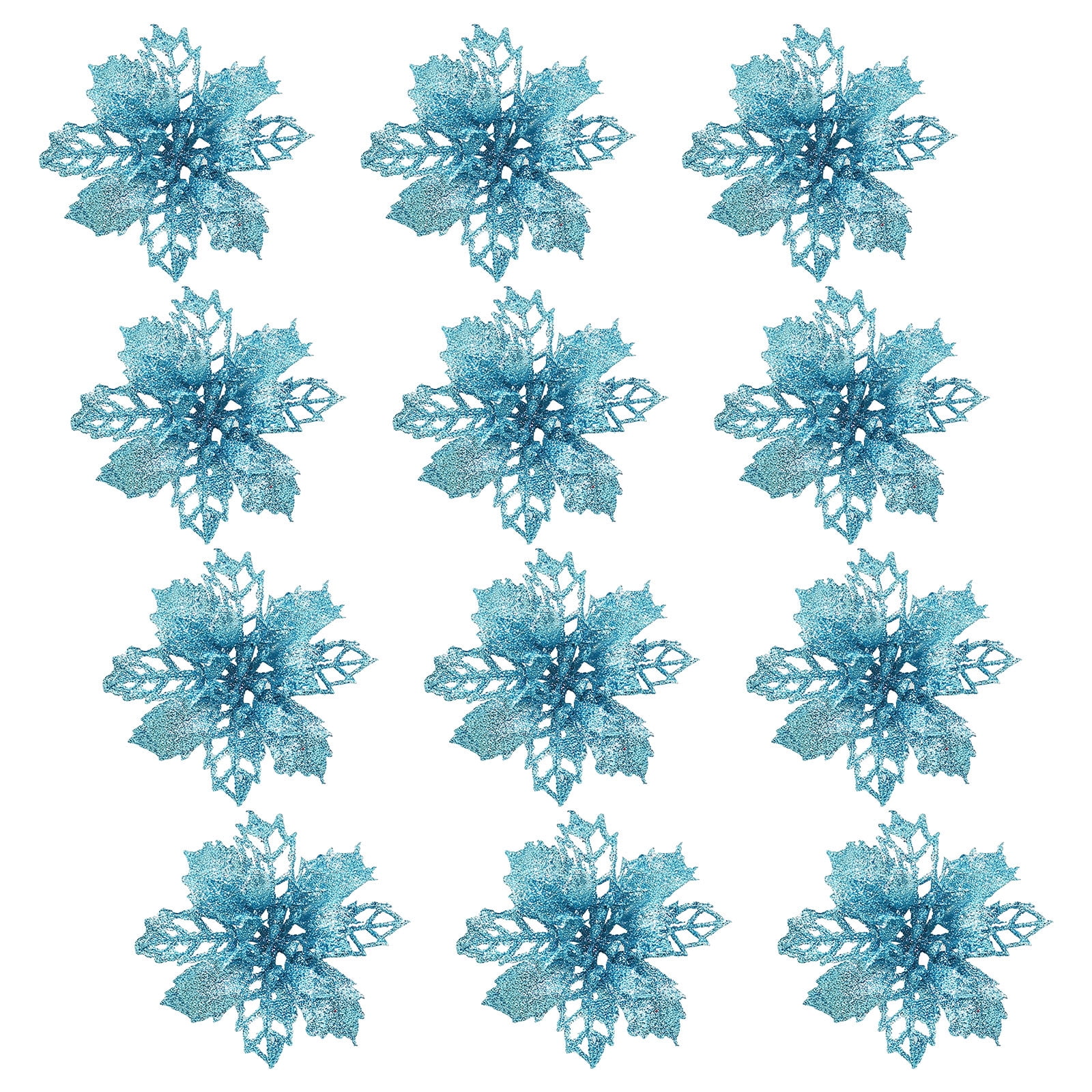 WJSXC 12PC Poinsettia Artificial Christmas Decoration Flowers with