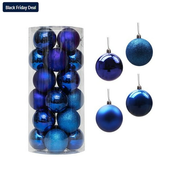 WJSXC 24Pcs Christmas Balls Christmas Tree Ornaments Pendent Hanging Balls - Christmas Decorations Balls for Home Holiday Party 1.57" Blue