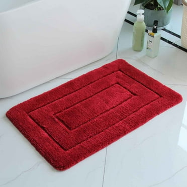 WJSXC Bathroom Rugs,24 Inch X 16 Inch,Soft And Absorbent Microfiber Bath Rugs,Non-Slip Hairy Bath Carpet, Machine Wash Dry Bath Mats For Bathroom Floor,Tub And Shoer Red